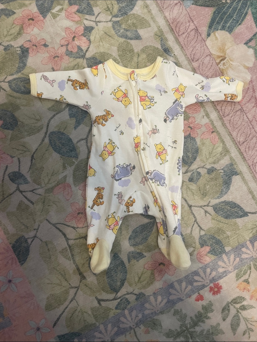 Disney Cream and Yellow Winnie the Pooh Footed One-Piece